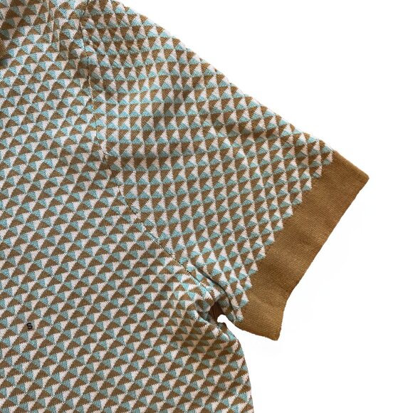 EXPRESS Men's NEW Geo Print Short Sleeve knit Retro Sweater Button Up SIZE SMALL - Picture 6 of 6